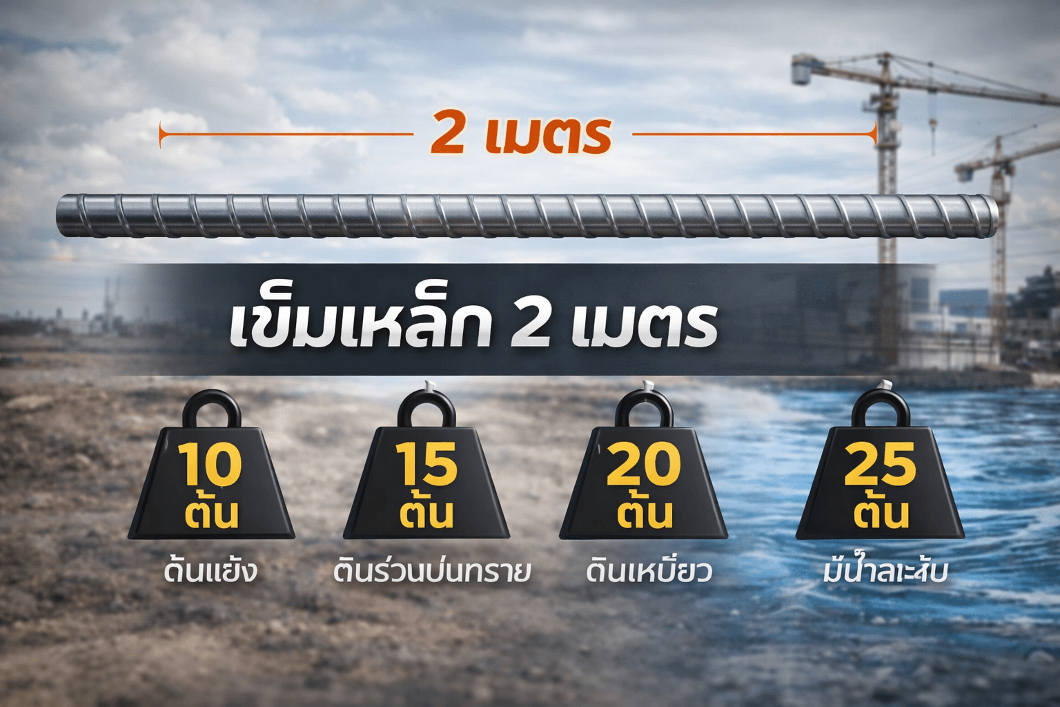 เข็มเหล็ก 2 เมตร รับน้ำหนักได้เท่าไหร่