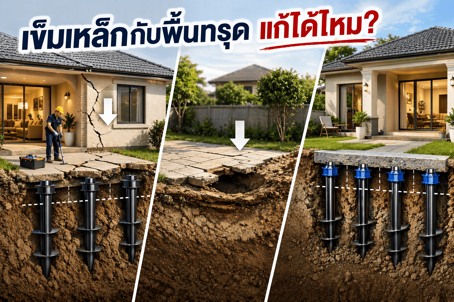 เข็มเหล็กกับพื้นทรุด แก้ได้ไหม