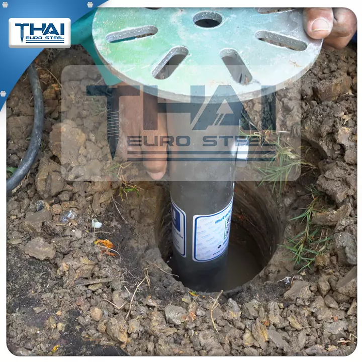 งานติดตั้งเข็มเหล็ก แบบท่อนต่อ